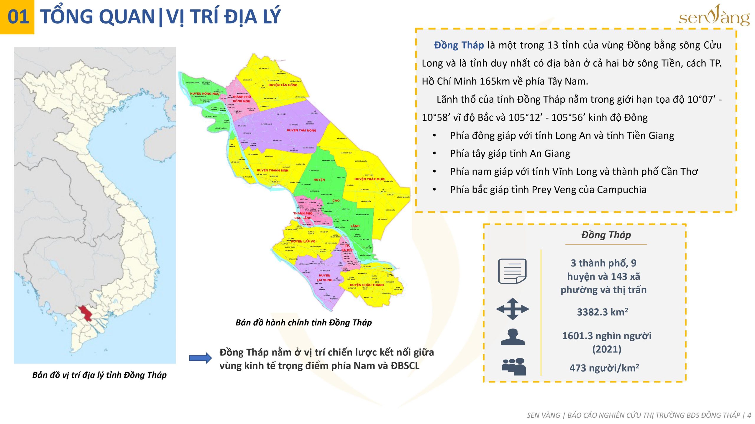 Vị trí địa lý tỉnh Đồng Tháp. Nguồn: Báo cáo thị trường tỉnh Đồng Tháp