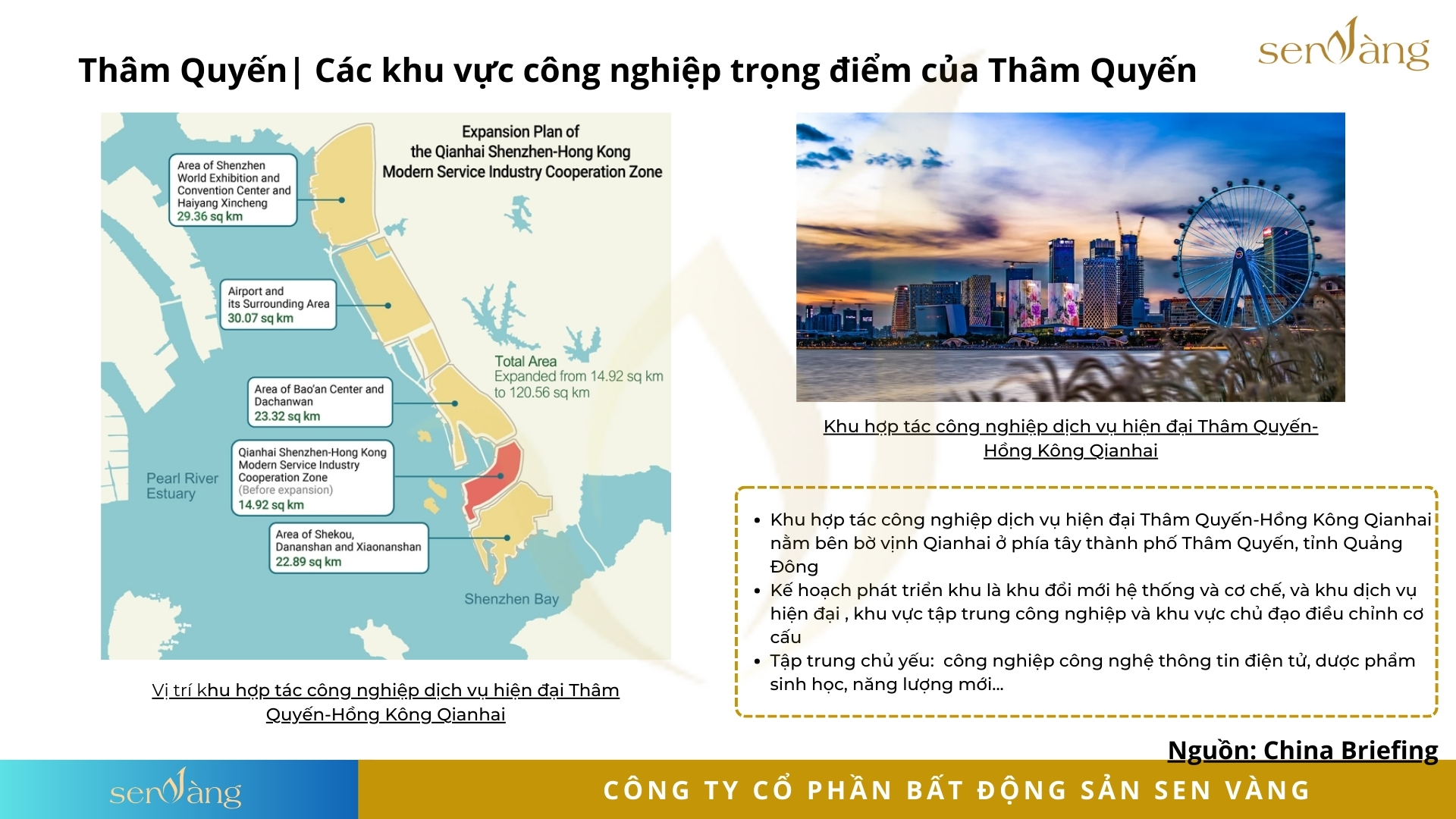 Khu hợp tác công nghiệp dịch vụ hiện đại Thâm Quyến: Hồng Kông- Qianhai. Nguồn: Sen Vàng