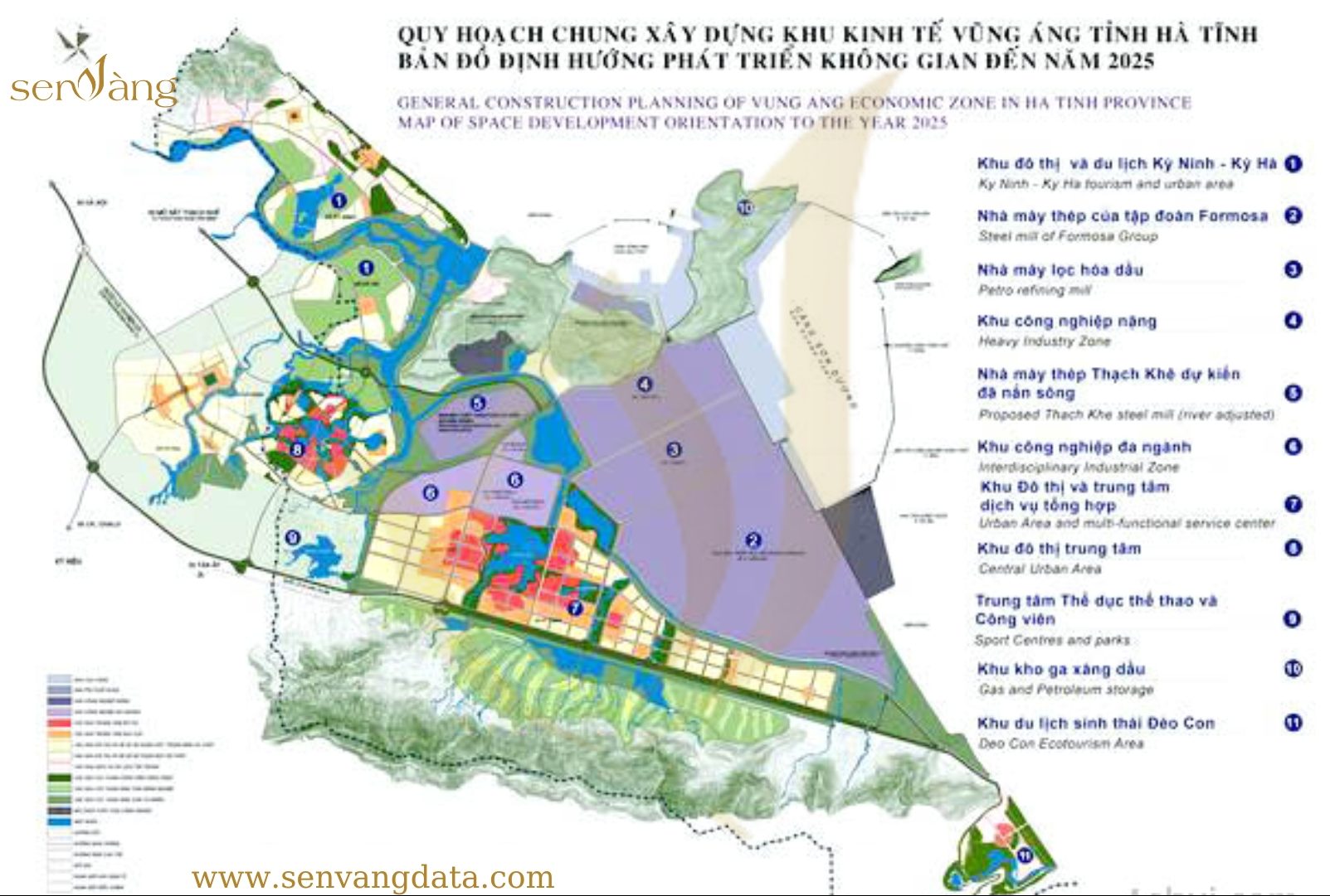 Quy hoạch chung xây dựng khu kinh tế Vũng Áng tỉnh Hà Tĩnh đến năm 2025. Nguồn: Sen Vàng tổng hợp