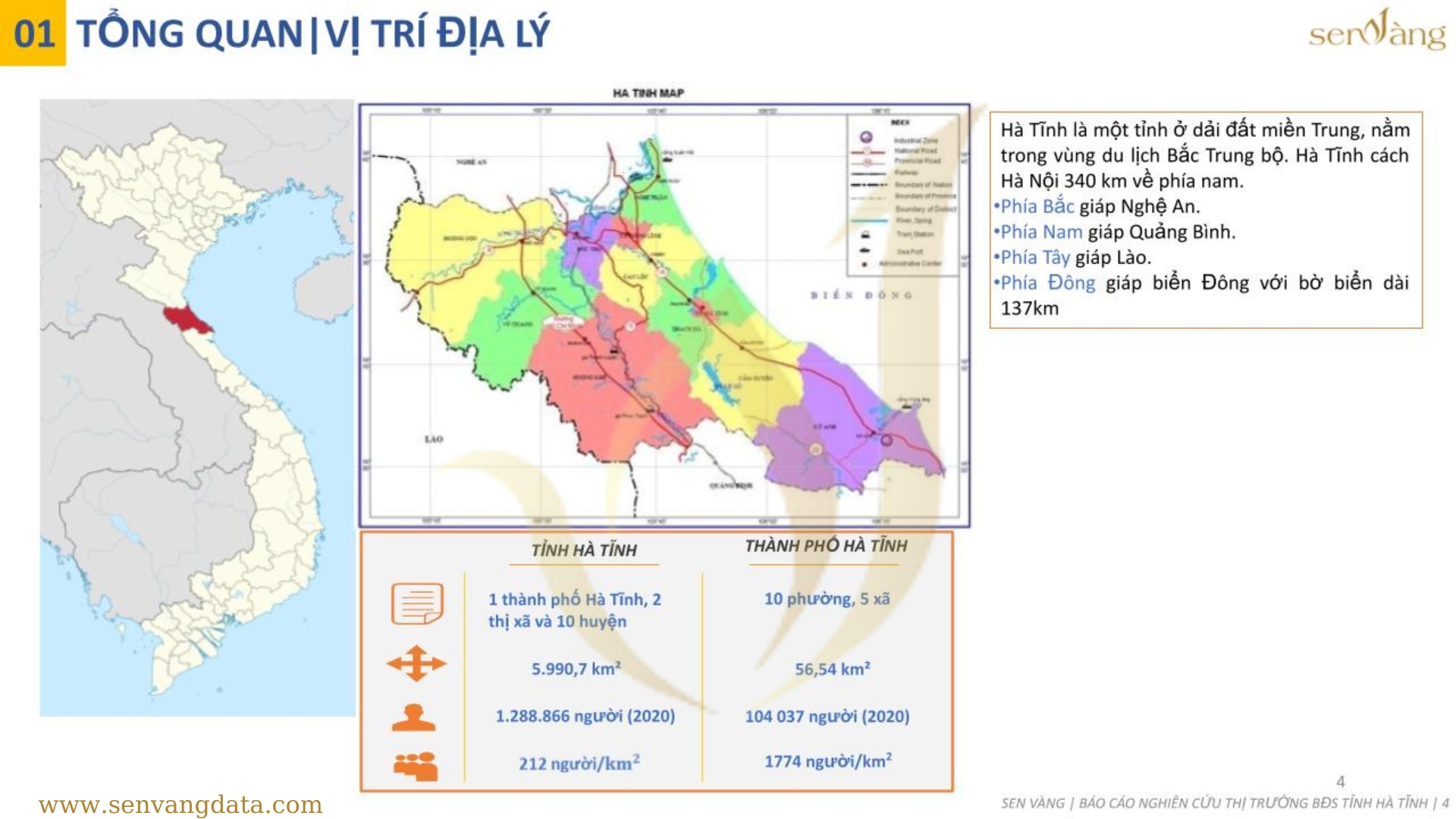 Tổng quan vị trí địa lý tỉnh Hà Tĩnh. Nguồn: Báo cáo nghiên cứu thị trường tỉnh Hà Tĩnh