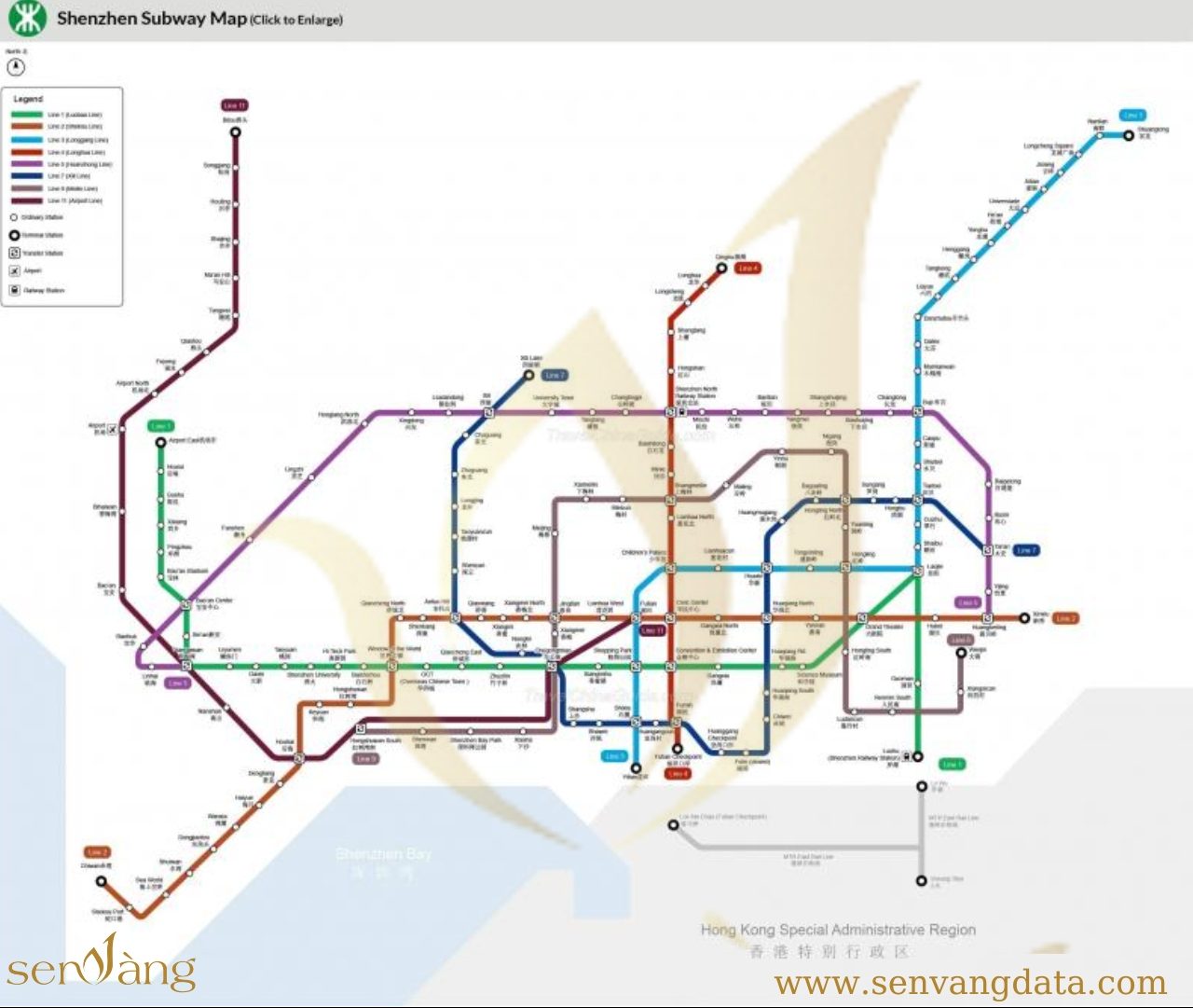 Hệ thống tàu điện ngầm Thâm Quyến. Nguồn: Sen Vàng tổng hợp