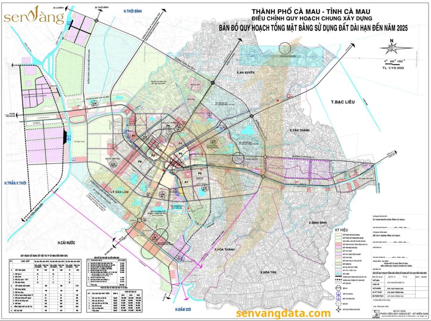 Bản đồ quy hoạch tổng mặt bằng sử dụng đất dài hạn đến năm 2025 tỉnh Cà Mau. Nguồn: Báo cáo nghiên cứu thị trường Tỉnh Cà Mau 