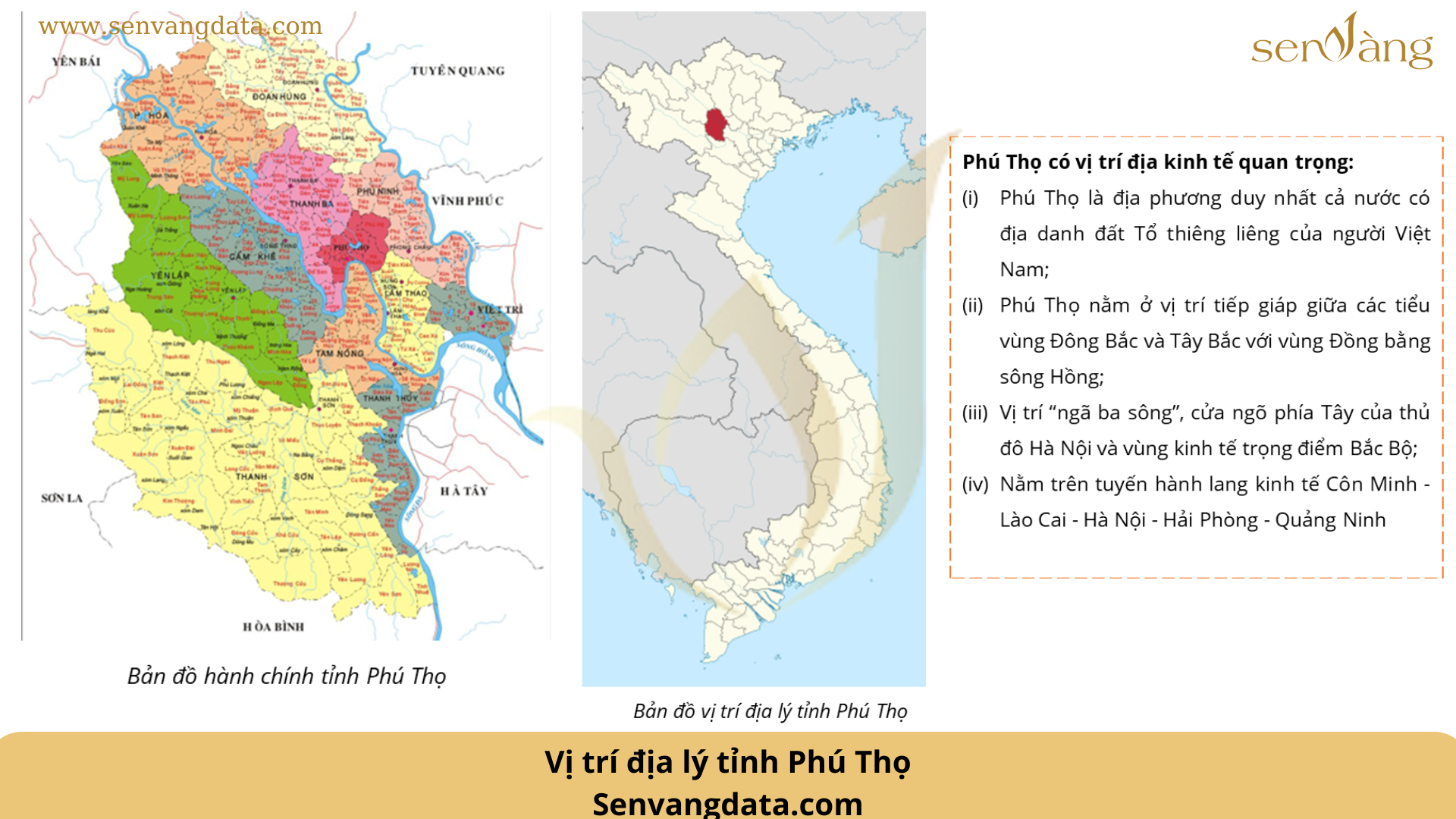 Vị trí địa lý tỉnh Phú Thọ. Nguồn: Sen Vàng tổng hợp.