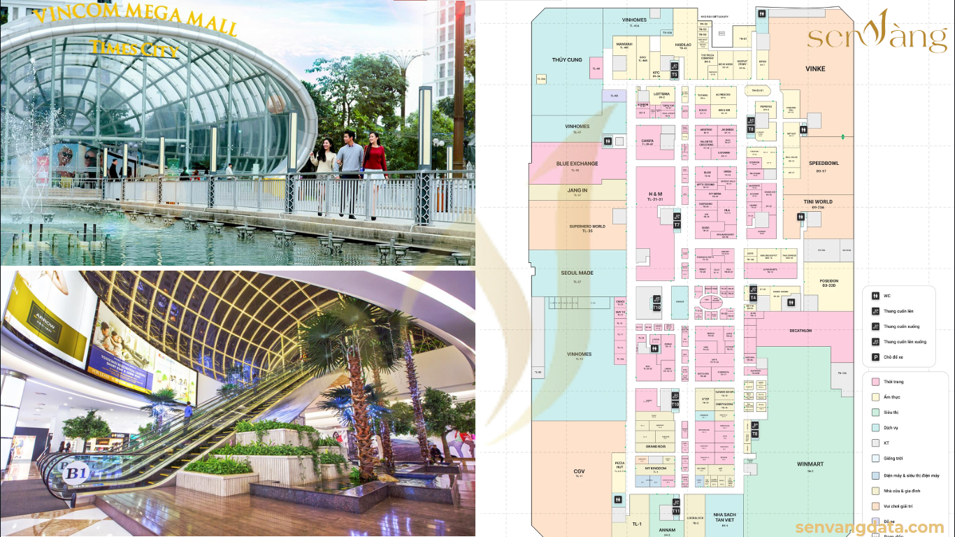 Vincom Mega Mall Times City – Điểm vui chơi và mua sắm. Nguồn: Sen Vàng tổng hợp