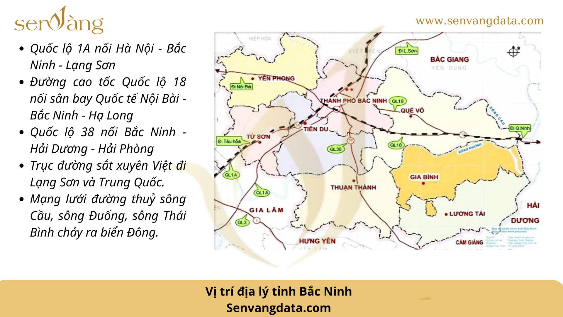 Vị trí địa lý tỉnh Bắc Ninh. Nguồn: Sen Vàng tổng hợp