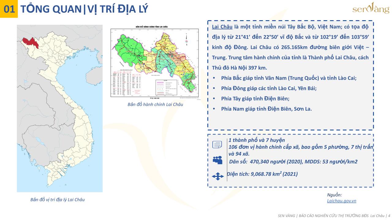 Vị trí địa lý tỉnh Lai Châu. Nguồn: Báo cáo nghiên cứu thị trường BĐS Lai Châu